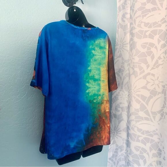 Unbranded multicolored Abstract Print V-Neck Short Sleeve T-shirt Size Small - Picture 7 of 9